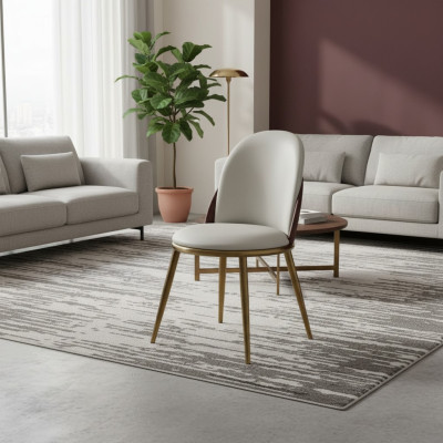 Weiß-Goldener Stuhl Stilvoller EInsitzer Polsterstühle Edelstahlstühle