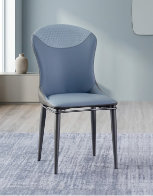 Modrý jídelní židle bez opěrky paží Dřevěné židle Designové křesla z kůže