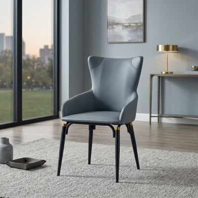Modrý jídelní židle, polstrovaný moderní křeslo s jedním místem, designové kožené křeslo