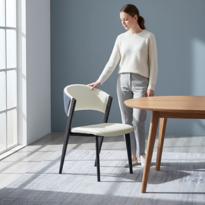 Weißer Esszimmerstuhl Luxus Textil Einsitzer Lederstühle Holzgestell