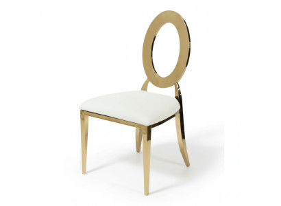 Gold-Weißer Luxuriöser Stuhl Hochstuhl Esszimmer Kunstlederstühle Holz