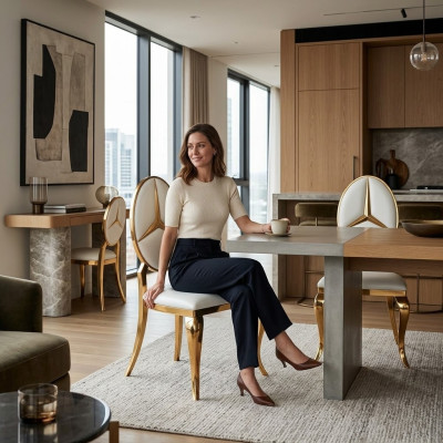Esszimmer Weißer Lederstuhl Designer Einsitzer Polsterstühle Stühle Neu