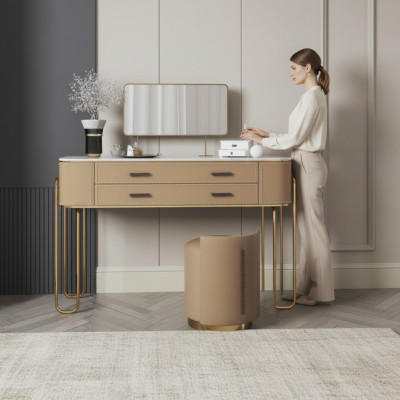 Hnědý toaletní stůl Designer s šuplíky Luxus nábytek