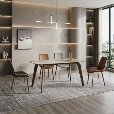 Esszimmer Möbel Designer Rechteckiger Tisch 4x Polsterstühle Luxus 5tlg