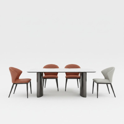 Esszimmer Möbel Weißer Esstisch 4x Kunstleder Stühle Luxus Einsitzer