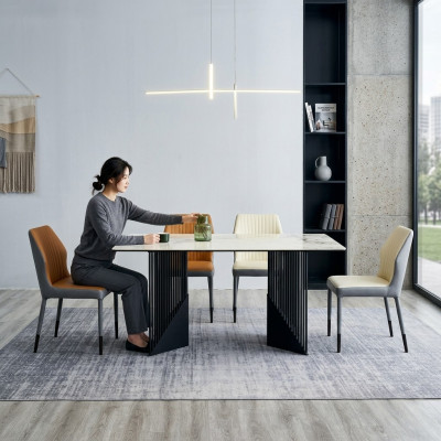 Jídelní skupina jídelní stůl designer 6x umělohmotné židle jídelní stůl 7 kusů
