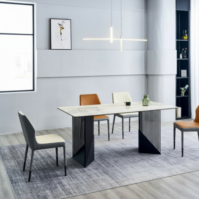 Jídelní skupina jídelní stůl designer 6x umělohmotné židle jídelní stůl 7 kusů