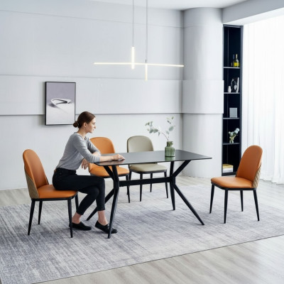 Esszimmer Set Designer Esstisch 4x Polsterstühle Edelstahl Möbel 5tlg