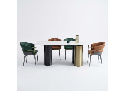 Esszimmergruppe Designer Garnitur Esstisch 4x Kunstleder Stühle 5tlg