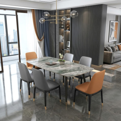 Luxuriöser Esstisch 6x Designer Kunstleder Stühle Stilvolle Essgruppe