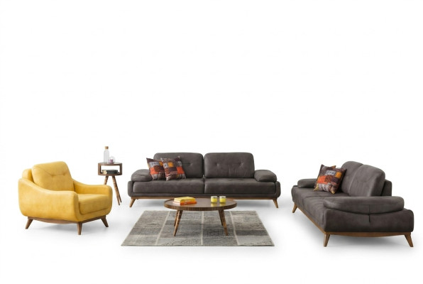 Stilvolle Wohnzimmer Designer Garnitur Dreisitzer Moderner Sessel 2tlg
