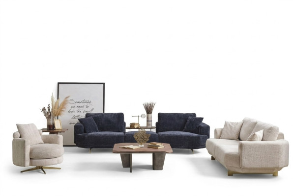 Obývací pokoj Rozkládací pohovka set 4+3+1 Místný design Pohovka Nábytek Textilní čalounění Nový