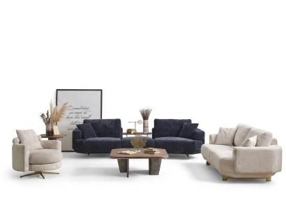 Obývací pokoj Rozkládací pohovka set 4+3+1 Místný design Pohovka Nábytek Textilní čalounění Nový