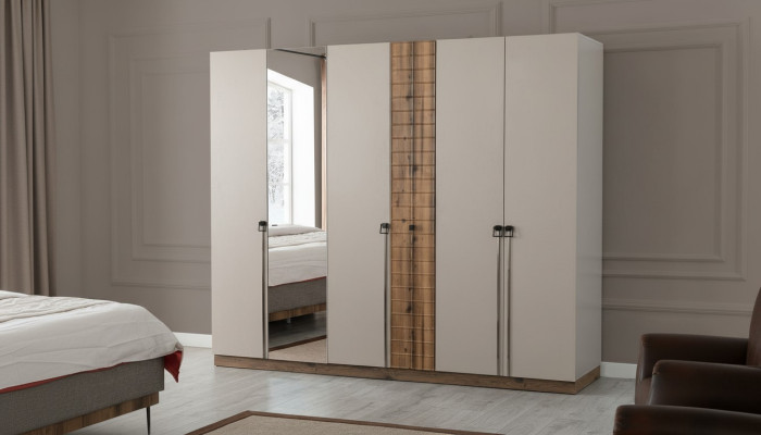 Bežová ložnice Šatní skříň Designer skříně Luxusní dřevěné skříně