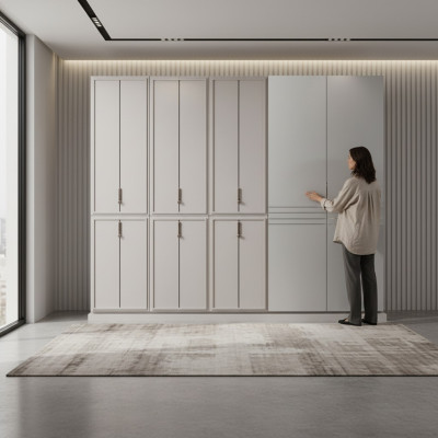 Grauer Schlafzimmer Kleiderschrank Luxus Schränke Holzschrank Möbel Schrank