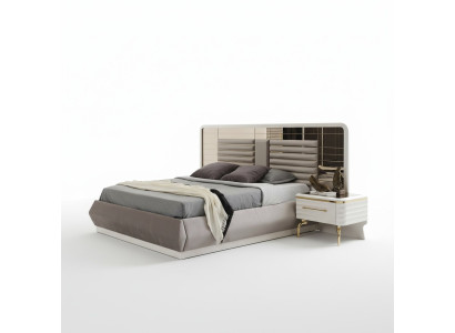 Moderne Schlafzimmer Möbel Designer Doppelbett 2x Holz Nachttische 3tlg