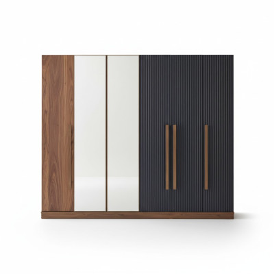 Brauner Kleiderschrank Designer Luxus Möbel Holzschrank Einrichtung Schrank
