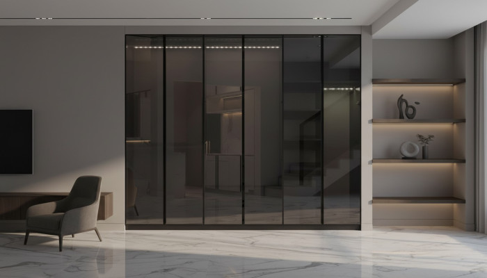 Moderner Grauer Kleiderschrank Schlafzimmer Schränke Designer Einrichtung