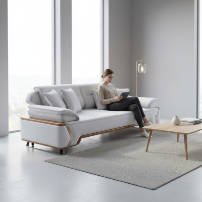 Designer Bílá pohovka Luxus Obývací pokoj Sedací souprava 3-sedačka Nový 3-sedadlovený