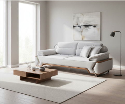Designer Bílá pohovka Luxus Obývací pokoj Sedací souprava 3-sedačka Nový 3-sedadlovený