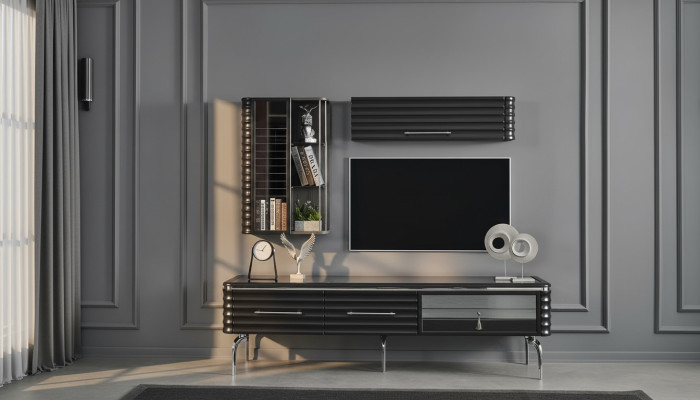 Modernes Wohnzimmer Set Designer TV-Schrank Luxus 2x Wandschränke 3tlg