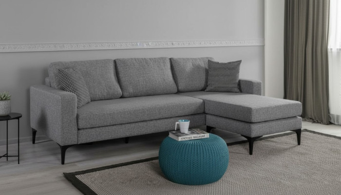 Wohnzimmer Set L-Form Grauer Sofa Polstermöbel Designe Couch Ecksofa