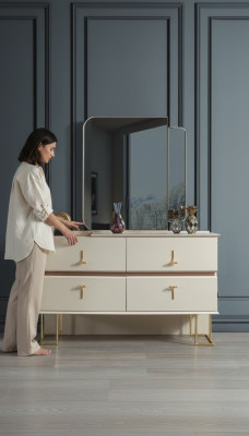 Schlafzimmer Set Kommode Elegantes Spiegel Moderne Luxus Möbel Neu 2tlg