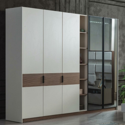 Bílá šatní skříň ve spálence Luxus Moderní skříň se zasouvacími dveřmi