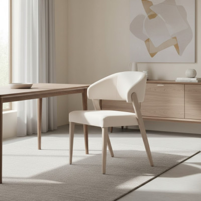 Jídelní židle Bílá polstrovaná židle Designové jídelní dřevěné židle Nové.
