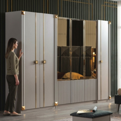Designer šatní skříň ložnice Luxusní skříně Styl Dřevěný nábytek