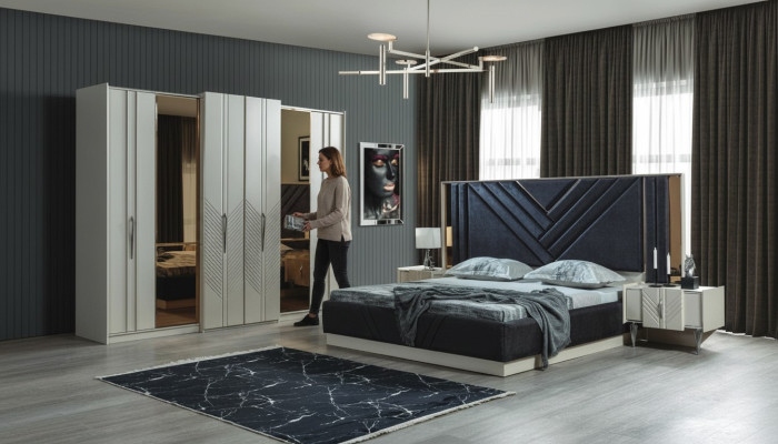 Schlafzimmer Betten Designer Kleiderschrank Holz Nachttische Garnitur