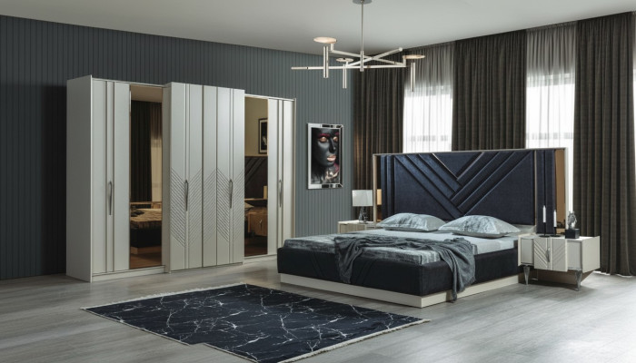 Schlafzimmer Betten Designer Kleiderschrank Holz Nachttische Garnitur