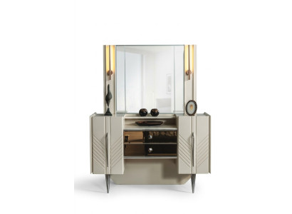 Ložnice Set Luxus Bílý Toaletní Stůl Zrcadlo Designer 2dílný Set