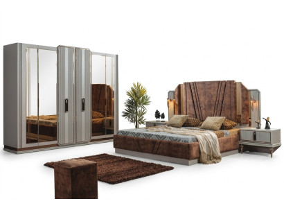 Exklusives Schlafzimmer Set Doppelbett 2x Nachttische Kleiderschrank