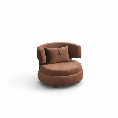 Luxus Sessel Wohnzimmer Polster Textil Möbel Braun Sitz Neu Modern Design