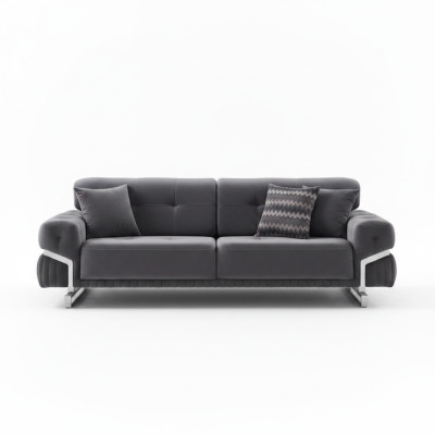 Graues Sofa Komplett Wohnzimmermöbel Luxus Polstergarnitur Dreisitzer