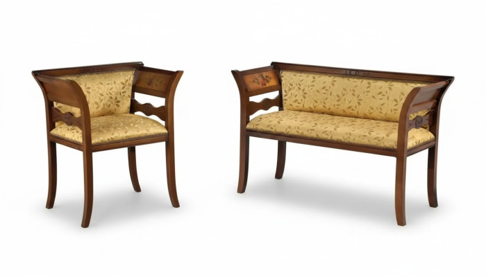 Designer Sitzgarnitur Polsterbank Luxus Sitzmöbel Stoff Stuhl 2+1 Sitz