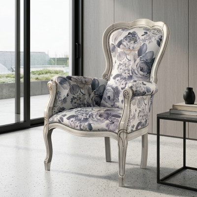 Klasické křeslo s ušníky potahové zařízení designová látka obývací pokoj