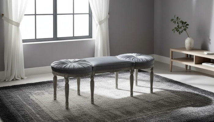 Klassische Grau Sitzbank Design Textil Neu Polster Stoff Sitzmöbel