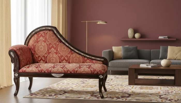 Obývací pokoj Chaiselounge čalouněný látkou textil luxusní sedací nábytek nový