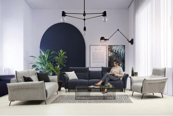 Sofa seto v obývacím pokoji, nábytek pro sedání, luxusní křeslo, moderní design, nový