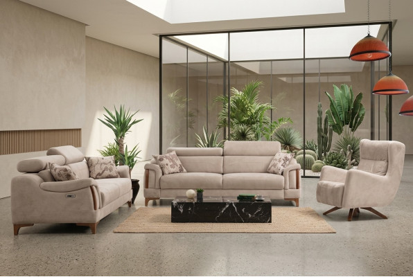 Sofagarnitur Wohnzimmer Dreisitzer Sofa Komplett Einsitzer Sessel Textil Möbel