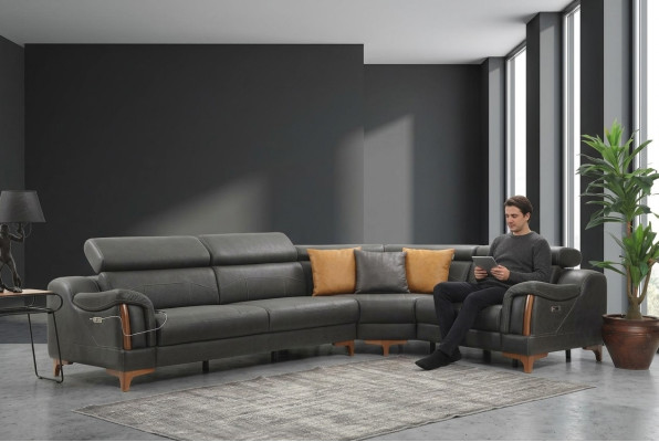Ecksofa L-Form Sofa Couch Design Polster Modern Textil Möbel Wohnzimmer