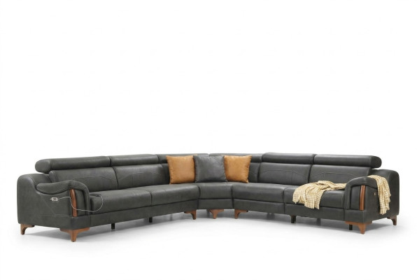 Ecksofa L-Form Modern Sofa Wohnzimmer Couch Polster Textil Stoff Möbel