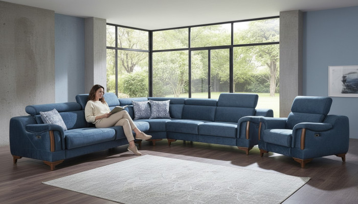 Luxus Textil Ecksofa L Form Stoff Modern Couch Wohnzimmer Design Möbel