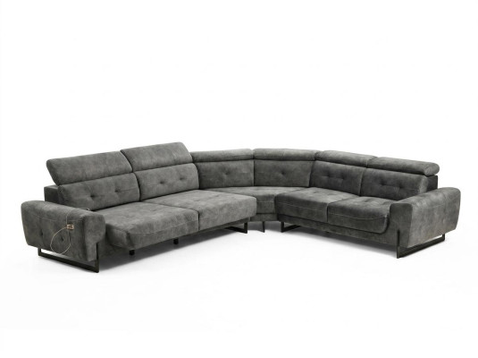 Grau Ecksofa Designer Wohnzimmer Sofa Couch L-Form Polster Luxus Möbel Modern