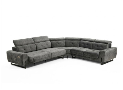 Grau Ecksofa Designer Wohnzimmer Sofa Couch L-Form Polster Luxus Möbel Modern