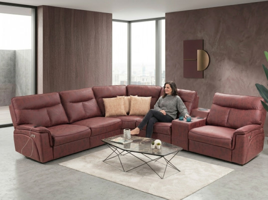 Ecksofa L-Form Design Wohnzimmer Luxus Sitzmöbel Modern Rot Polstermöbel