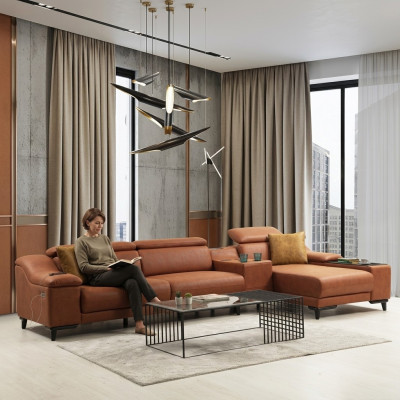 Luxus Ecksofa L-Form Sofa Couch Design Polster Modern Textil Wohnzimmer Neu