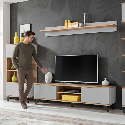 Wohnzimmer Luxus Garnitur TV-Ständer Modern Regal Möbel Holz Designer